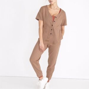 Madewell Tan Button-Front Jumpsuit